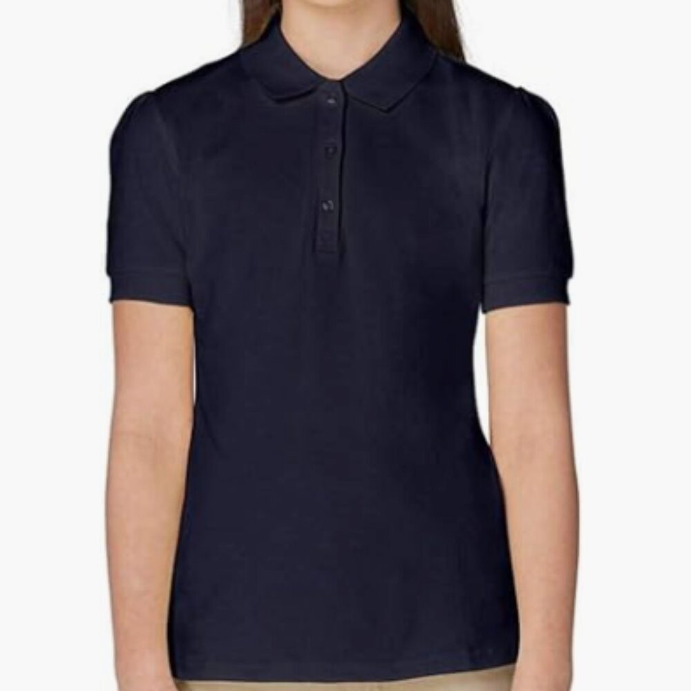 French Toast Girls School Uniform Polo size  XL 14-16 Navy Short Sleeve NWOT